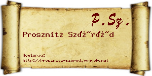 Prosznitz Szórád névjegykártya